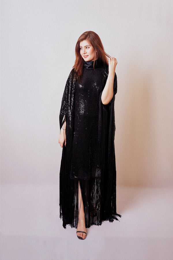 Serenade Fringe Sequin Long Kaftan