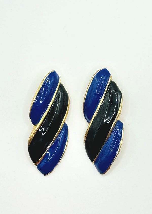 Blue and Black Swirl Earrings