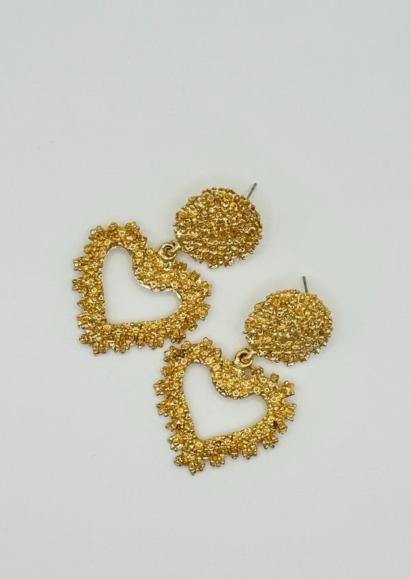 Golden Heart Drop Earrings