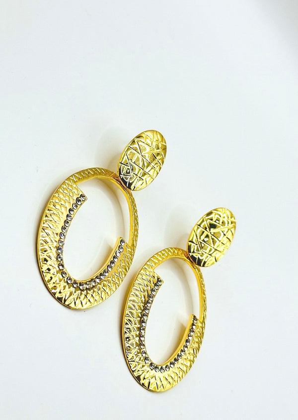 Textured Oval Drop Earrings