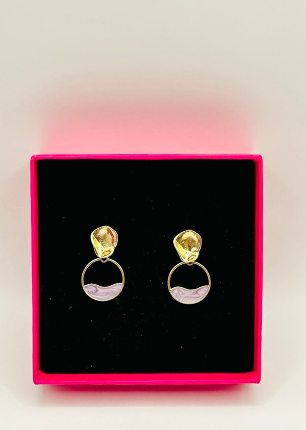 Gold and Lilac Abstract Earrings