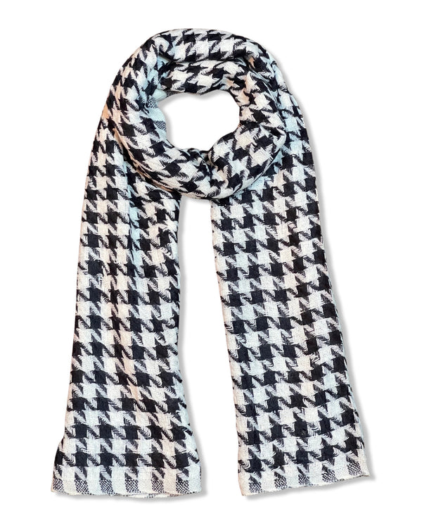 Black & White Houndstooth Woven Scarf (6889278144720)