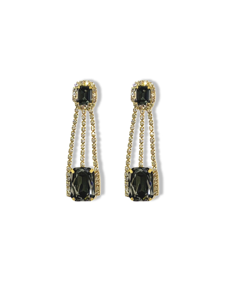 Ash Black Crystal Gold Earrings (6888584708304)