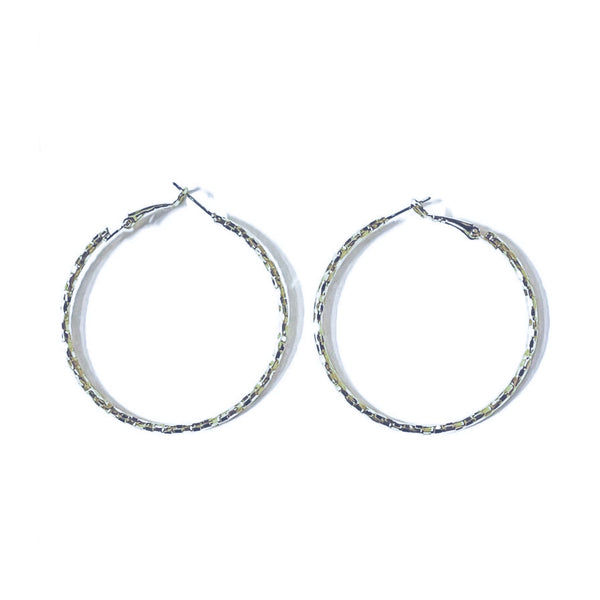 Silver Textured Hoops